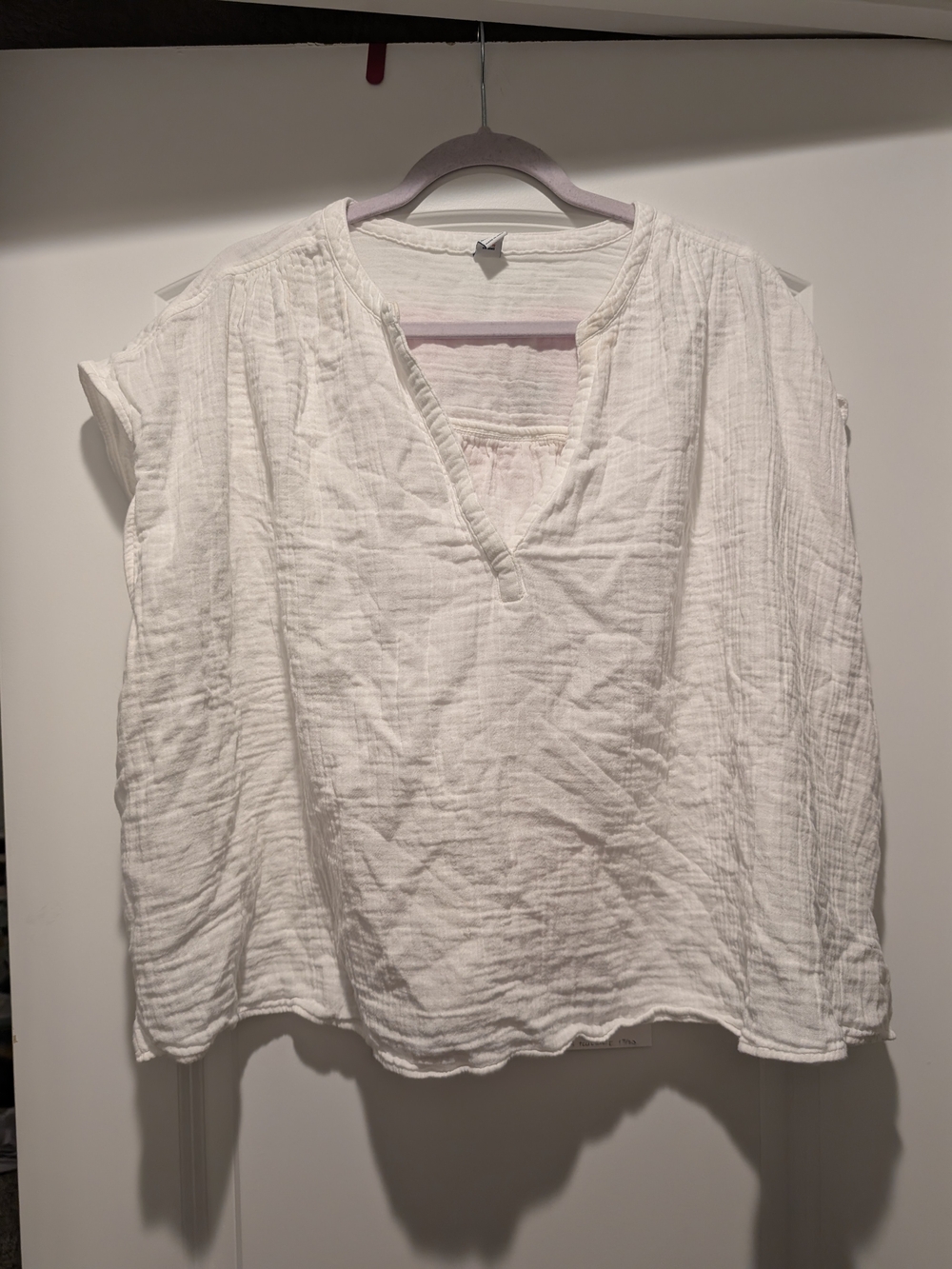Old Navy White Cotton Gauze V-Neck Peasant Blouse